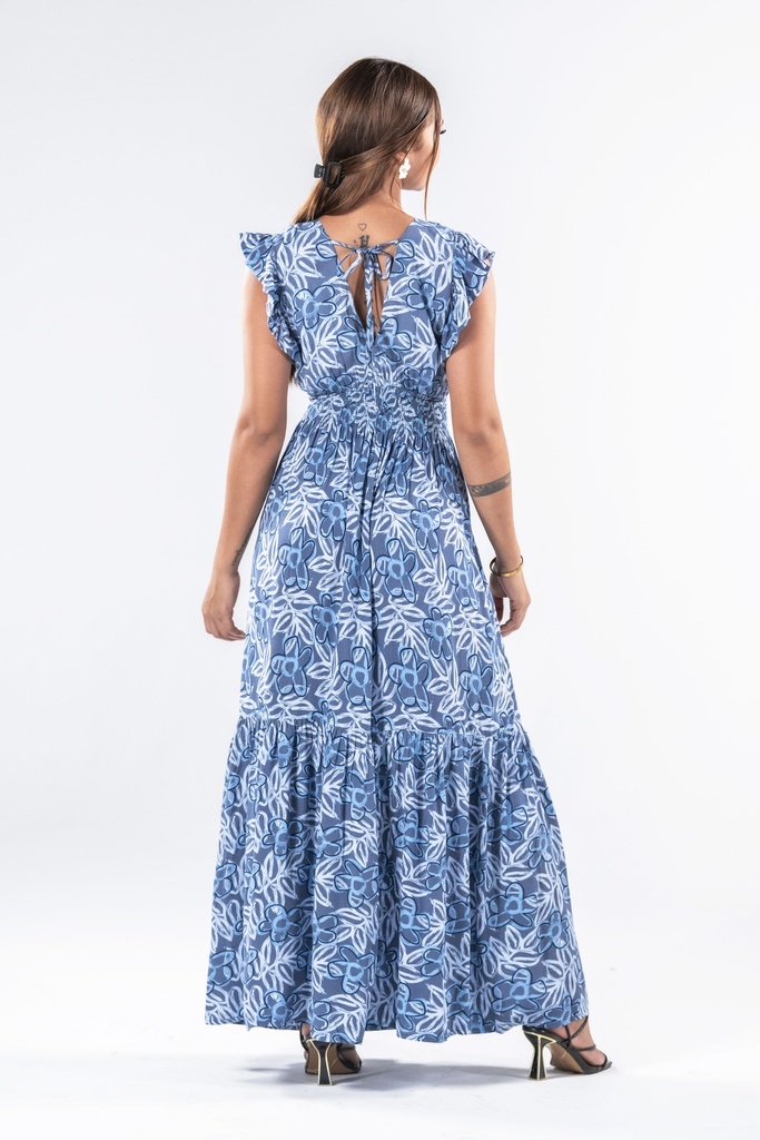 Ornella Feuilles Gris Bleu