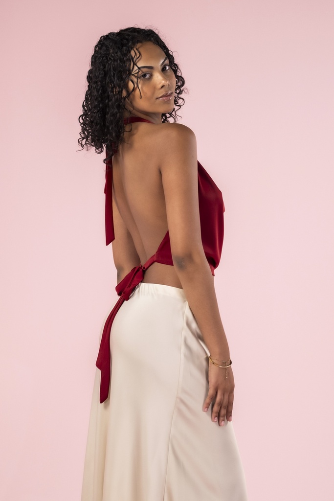 Top Sally Satin Grenat