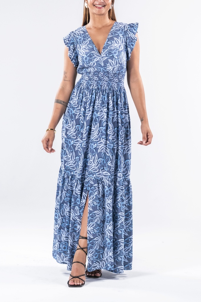 Ornella Feuilles Gris Bleu