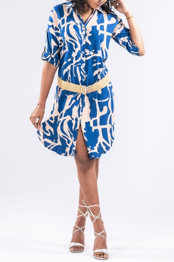Emilia Petrol Blue & Beige