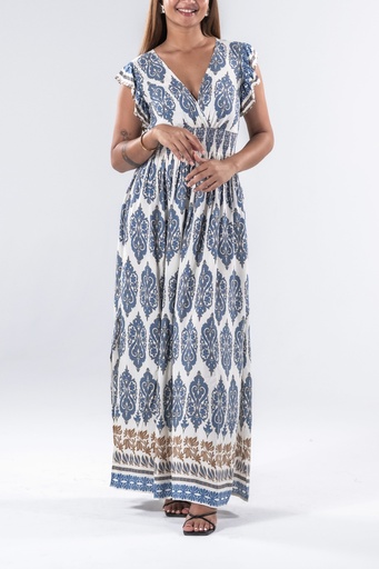 Ombretta Blue Borderprint